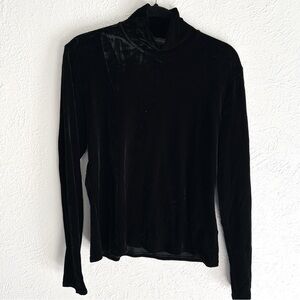 Vintage 90s Banana Republic Black Velvet Turtleneck Large Whimsigoth Witchy